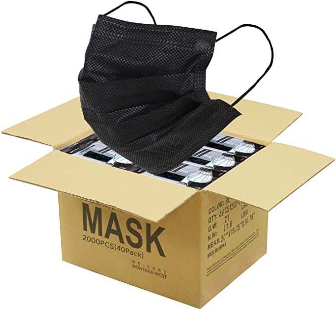 CS 2000 BLACK 3-LAYER FACE 
MASKS WITH EAR LOOP (40 BX / 
50CT)
